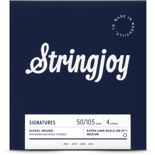 Stringjoy Medium Gauge (50-105) 4 String Extra Long Scale Nickel Wound Bass Guitar Strings