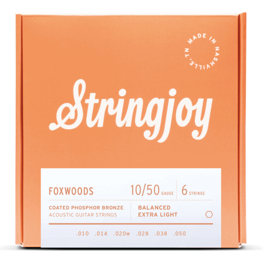 Stringjoy Foxwoods | Extra Light Gauge (10-50) Coated Phosphor Bronze Acoustic Guitar Strings