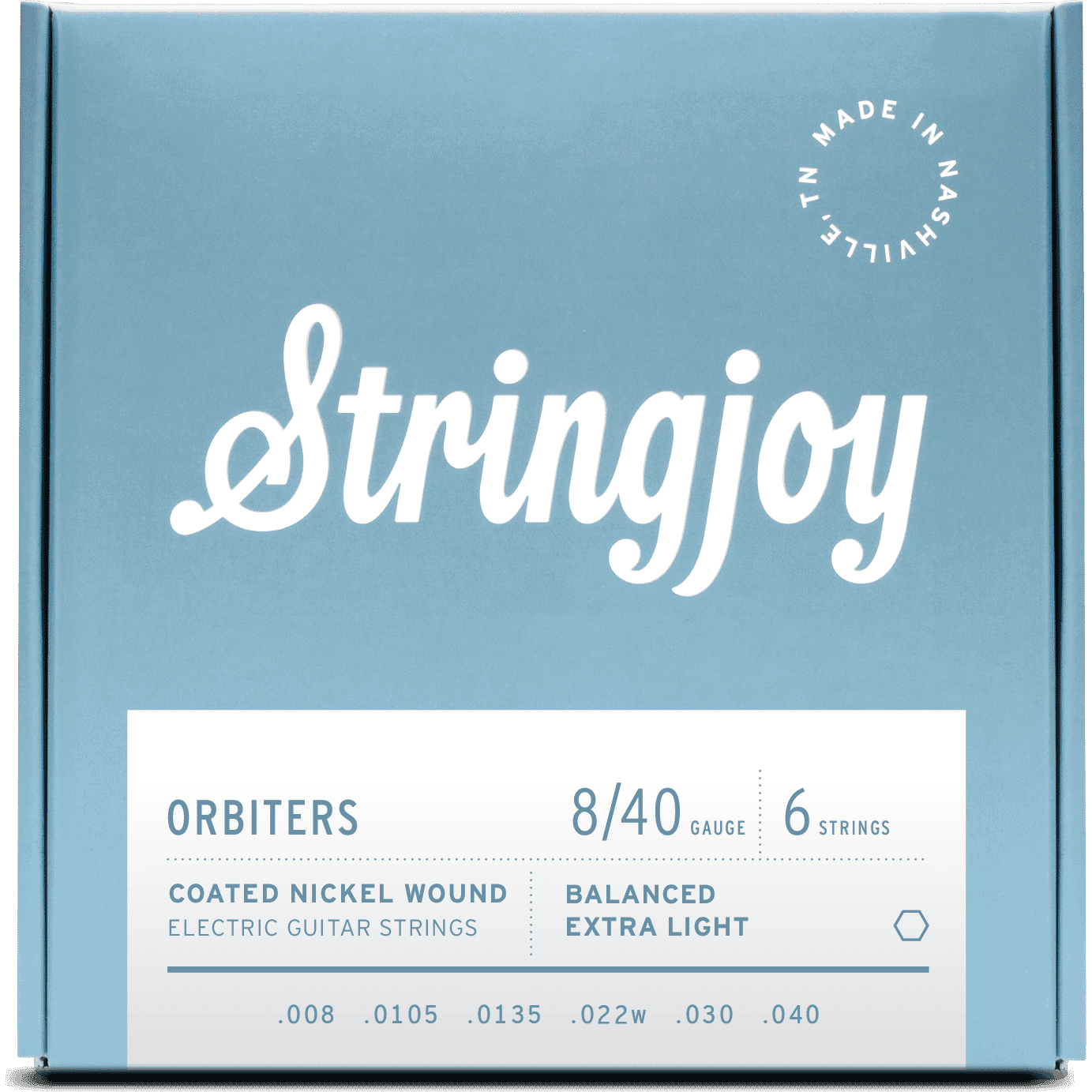 Stringjoy Orbiters | Balanced Extra Light Gauge (8-40) Coated Nickel Wound Electric Guitar Strings