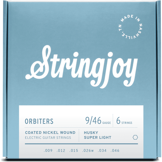 Stringjoy Orbiters | Husky Super Light Gauge (9-46) Coated Nickel Wound Electric Guitar Strings