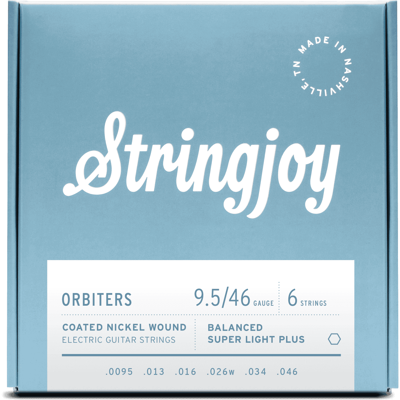 Stringjoy Orbiters | Balanced Super Light Plus Gauge (9.5-46) Coated Nickel Wound Electric Guitar Strings