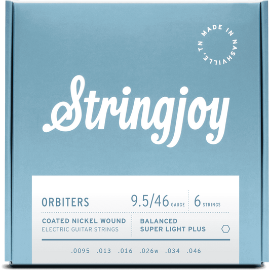 Stringjoy Orbiters | Balanced Super Light Plus Gauge (9.5-46) Coated Nickel Wound Electric Guitar Strings