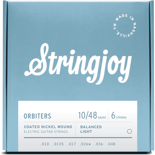 Stringjoy Orbiters | Balanced Light Gauge (10-48) Coated Nickel Wound Electric Guitar Strings