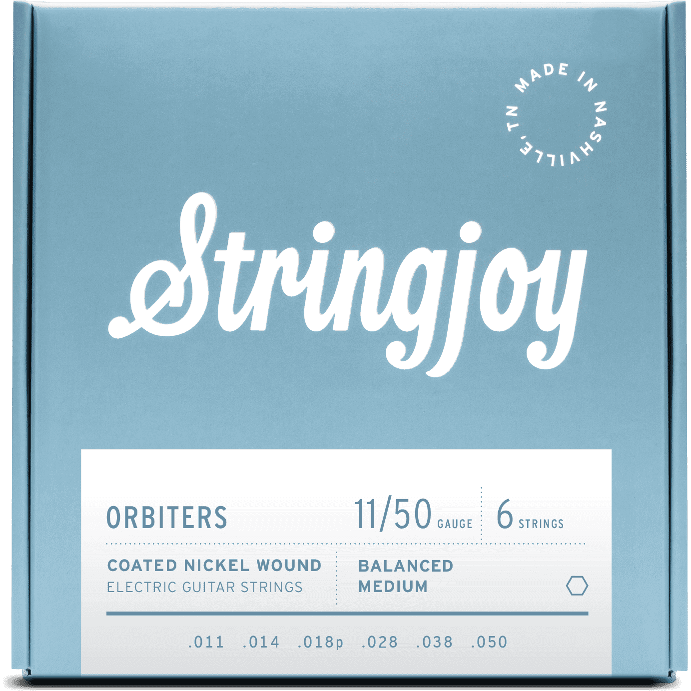 Stringjoy Orbiters | Balanced Medium Gauge (11-50) Coated Nickel Wound Electric Guitar Strings