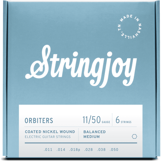 Stringjoy Orbiters | Balanced Medium Gauge (11-50) Coated Nickel Wound Electric Guitar Strings