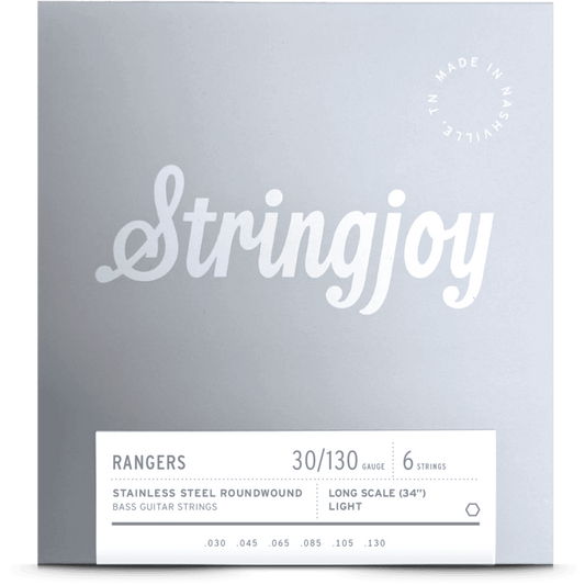 Stringjoy Rangers | Light Gauge (30-130) 6 String Long Scale Stainless Steel Bass Guitar Strings