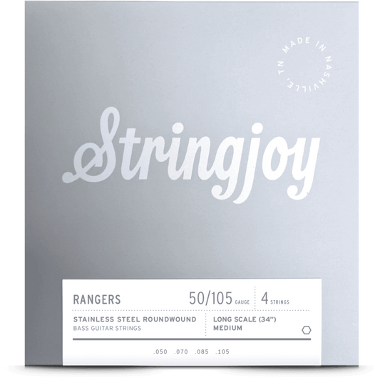 Stringjoy Rangers | Medium Gauge (50-105) 4 String Long Scale Stainless Steel Bass Guitar Strings