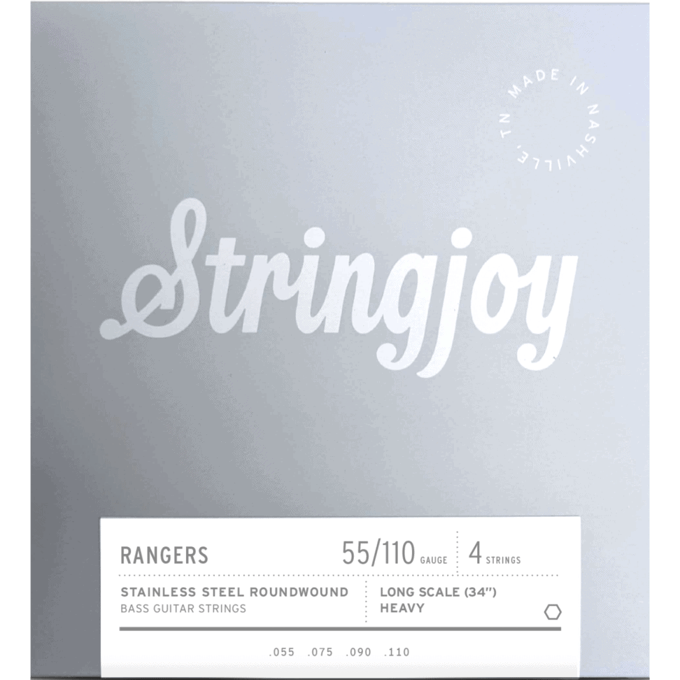 Stringjoy Rangers | Heavy Gauge (55-110) 4 String Long Scale Stainless Steel Bass Guitar Strings