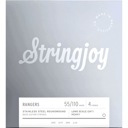 Stringjoy Rangers | Heavy Gauge (55-110) 4 String Long Scale Stainless Steel Bass Guitar Strings