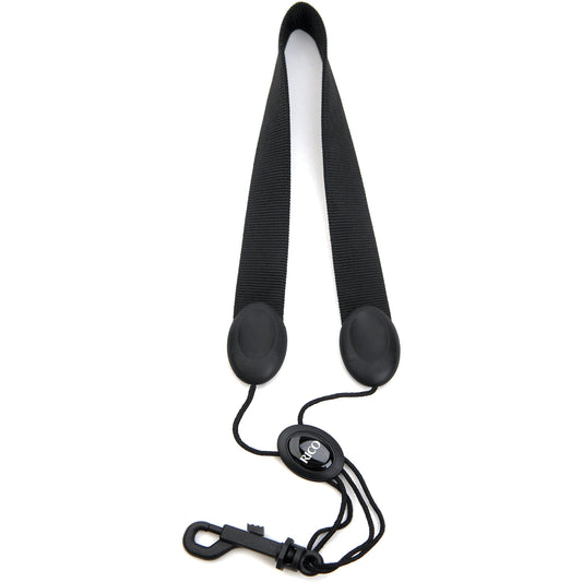 Rico Saxophone Strap, Soprano/Alto, Black Nylon, Snap Hook