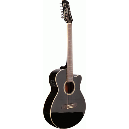 Ashton SL29/12CEQBK 12 String Slimline Acoustic Guitar with Cutaway and EQ