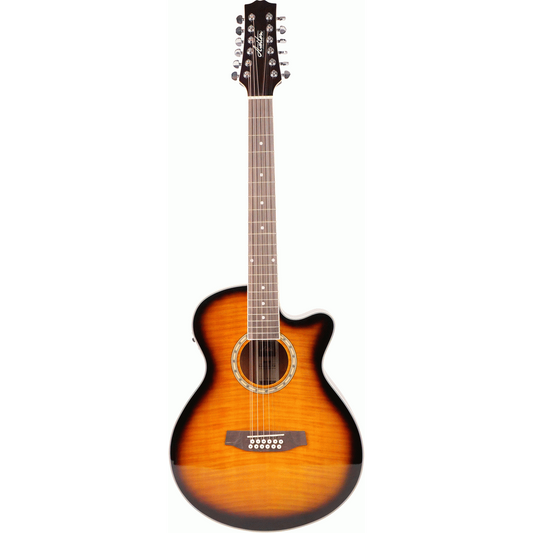Ashton SL29/12CEQTSB 12 String Slimline Acoustic Guitar with Cutaway, Pickup & EQ (Tobacco Sunburst)