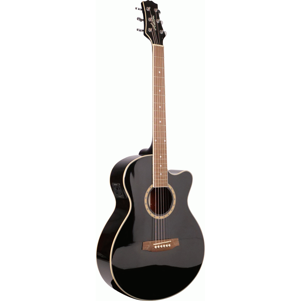 Ashton SL29CEQBK Slimline Acoustic Guitar with Cutaway and EQ