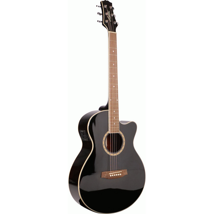 Ashton SL29CEQBK Slimline Acoustic Guitar with Cutaway and EQ