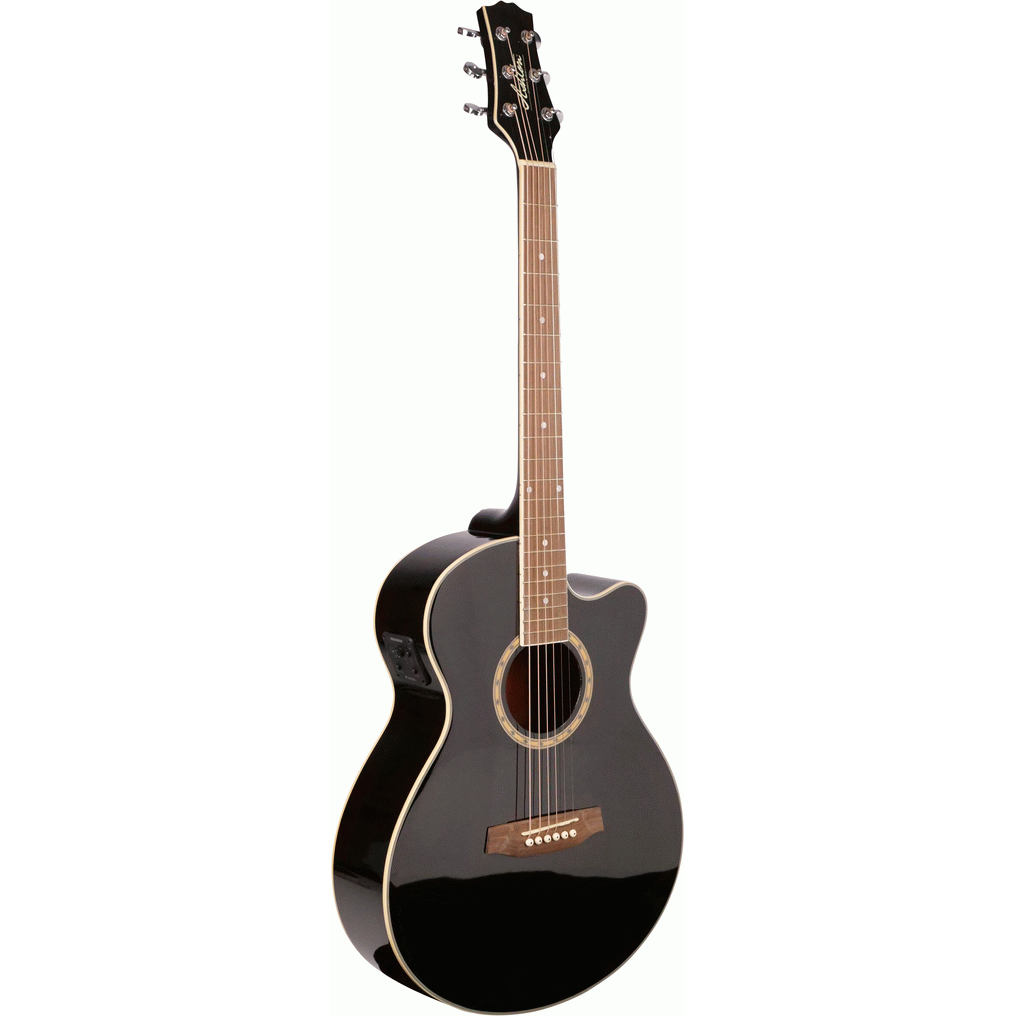 Ashton SL29CEQBK Slimline Acoustic Guitar with Cutaway and EQ