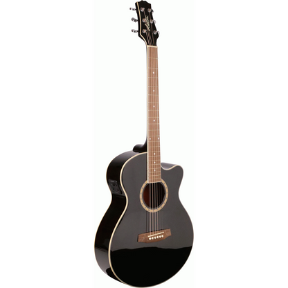 Ashton SL29CEQBK Slimline Acoustic Guitar with Cutaway and EQ