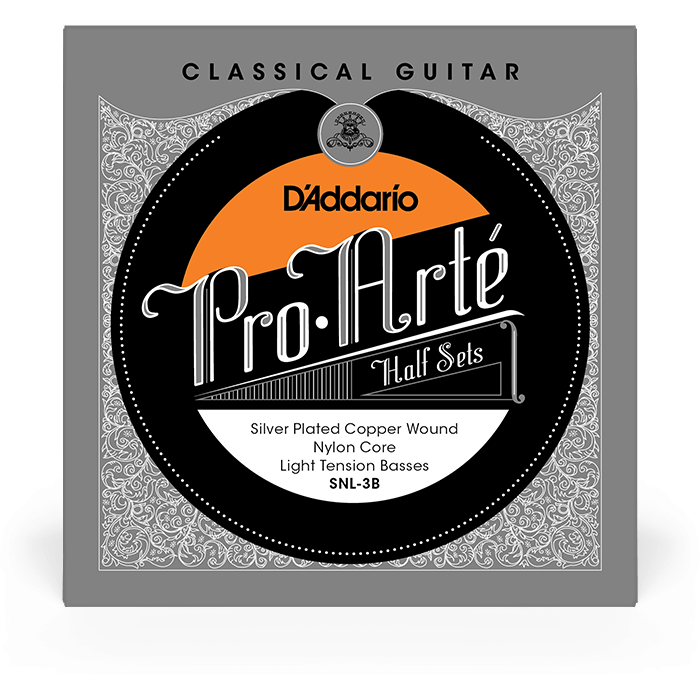 D'Addario Pro-Arte Silver-Plated Copper on Nylon Core Classical Guitar Strings Half Set – Light Tension