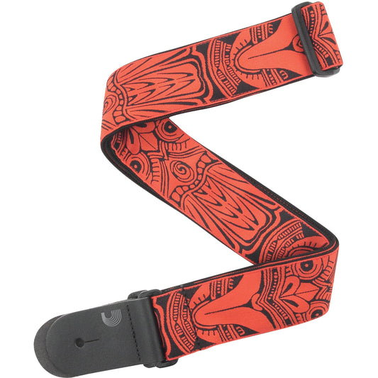 D'Addario Woven Guitar Strap, Tiki Mask, Red