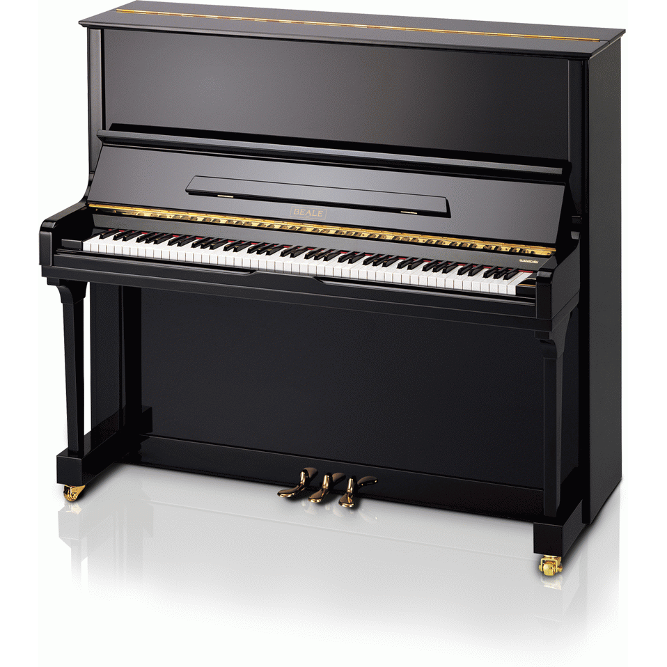 Beale UP131Y Upright Piano – Ebony With Gold Hardware