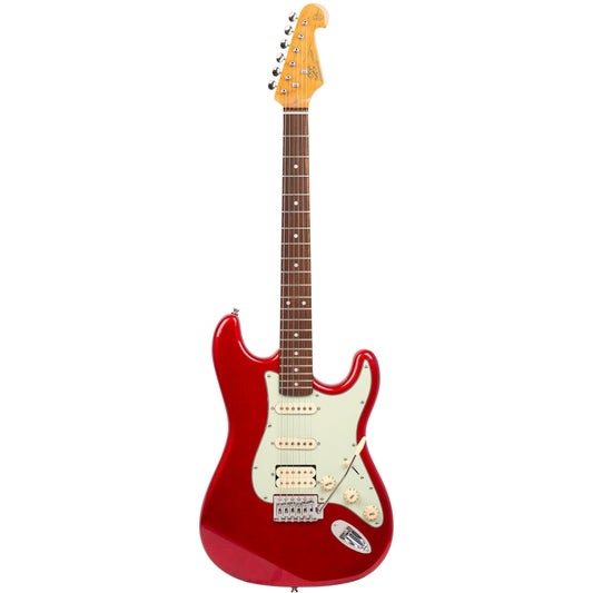 SX VES62HCAR Vintage Style HSS Electric Guitar in Candy Apple Red