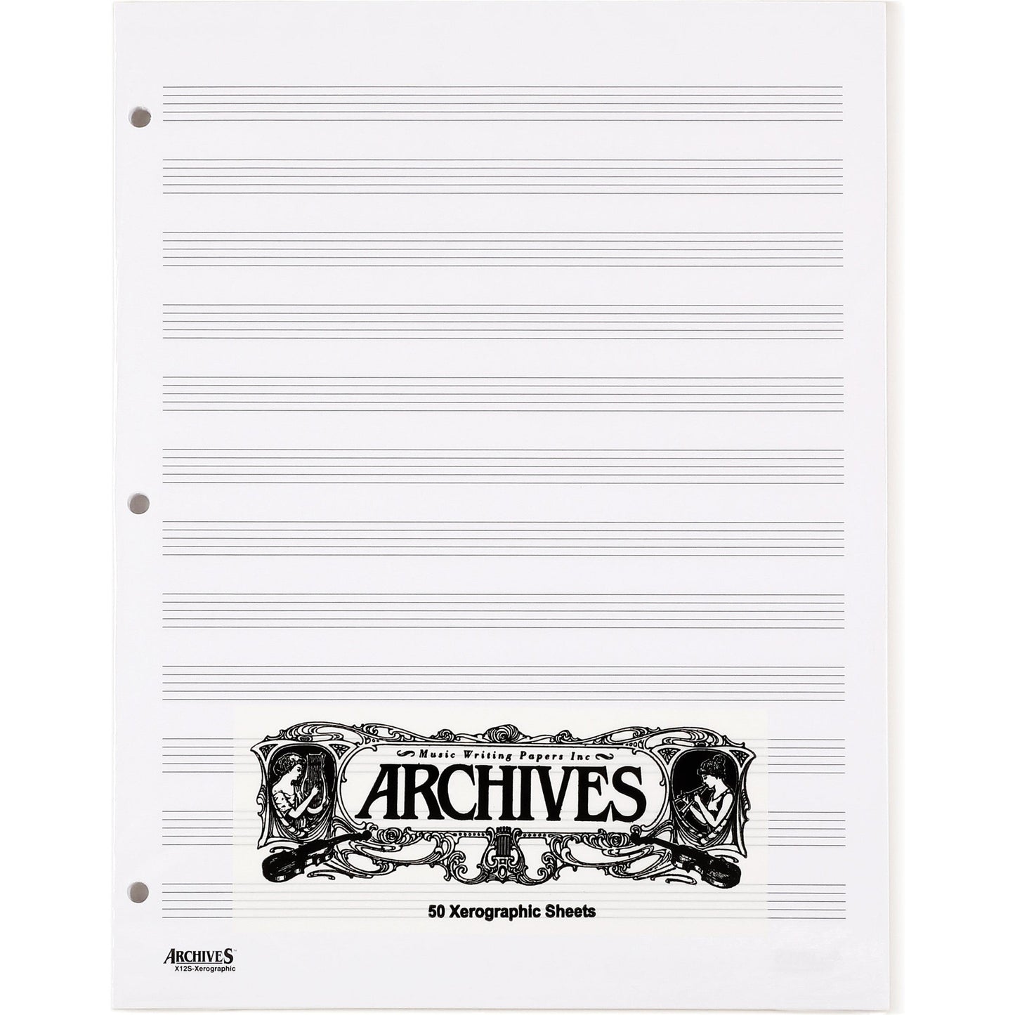 Archives Looseleaf Xerographic Manuscript Paper, 12 Stave, 50 Pages