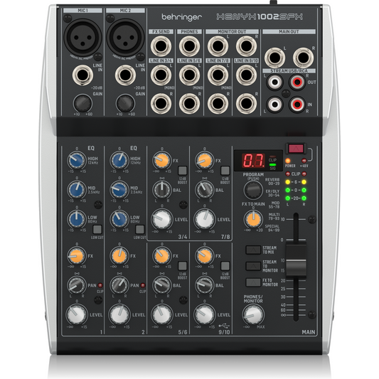 Behringer XENYX 1002SFX 10Ch Mixer W/USB & FX