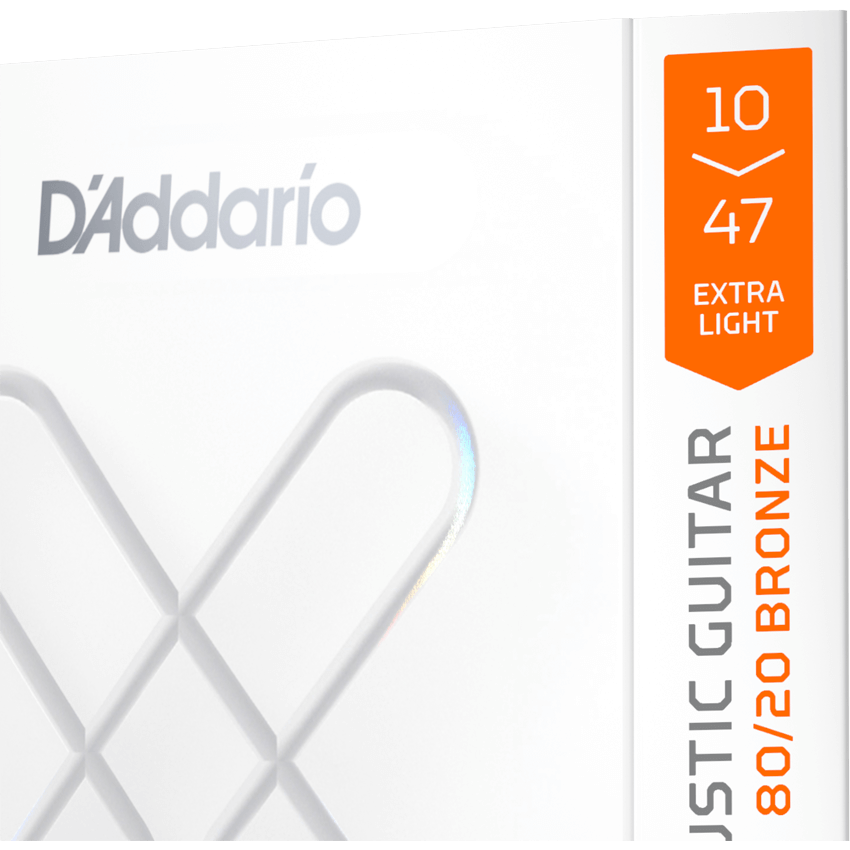 D'Addario XS 80/20 Bronze Coated Acoustic Guitar Strings – Extra Light – 10-47