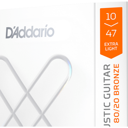 D'Addario XS 80/20 Bronze Coated Acoustic Guitar Strings – Extra Light – 10-47