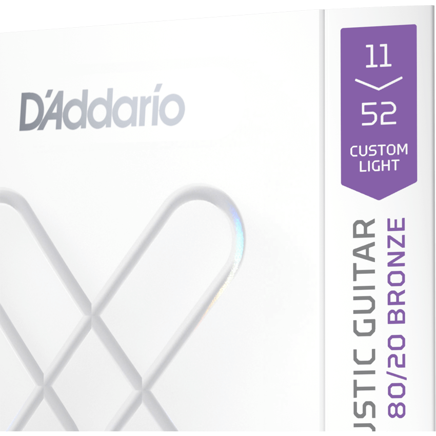 D'Addario XS 80/20 Bronze Coated Acoustic Guitar Strings – Custom Light – 11-52