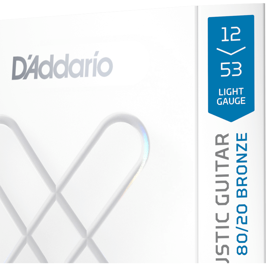 D'Addario XS 80/20 Bronze Coated Acoustic Guitar Strings – Light – 12-53