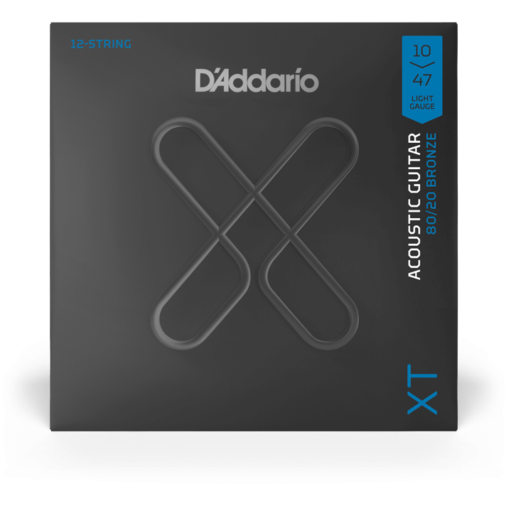 D'Addario XT 80/20 Bronze Acoustic Guitar Strings – 12 String – Light – 10-47