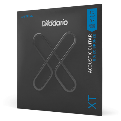 D'Addario XT 80/20 Bronze Acoustic Guitar Strings – 12 String – Light – 10-47