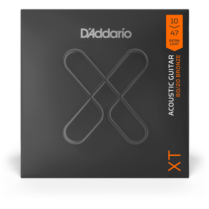 D'Addario XT 80/20 Bronze Acoustic Guitar Strings – Extra Light – 10-47