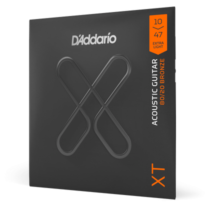D'Addario XT 80/20 Bronze Acoustic Guitar Strings – Extra Light – 10-47