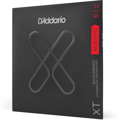 D'Addario XTABR1356 XT 80/20 Bronze Acoustic Guitar Strings, Medium, 13-56