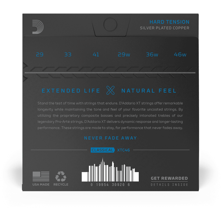 D'Addario XT Classical Silver-Plated Copper – Hard Tension