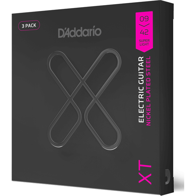 D'Addario XT Electric Nickel-Plated Steel – Super Light – 9-42 (3 Pack)