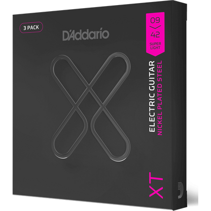 D'Addario XT Electric Nickel-Plated Steel – Super Light – 9-42 (3 Pack)