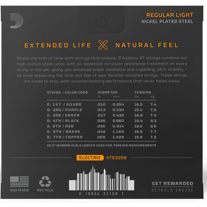 D'Addario XT Electric Nickel-Plated Steel – 7 String – Regular Light – 10-59