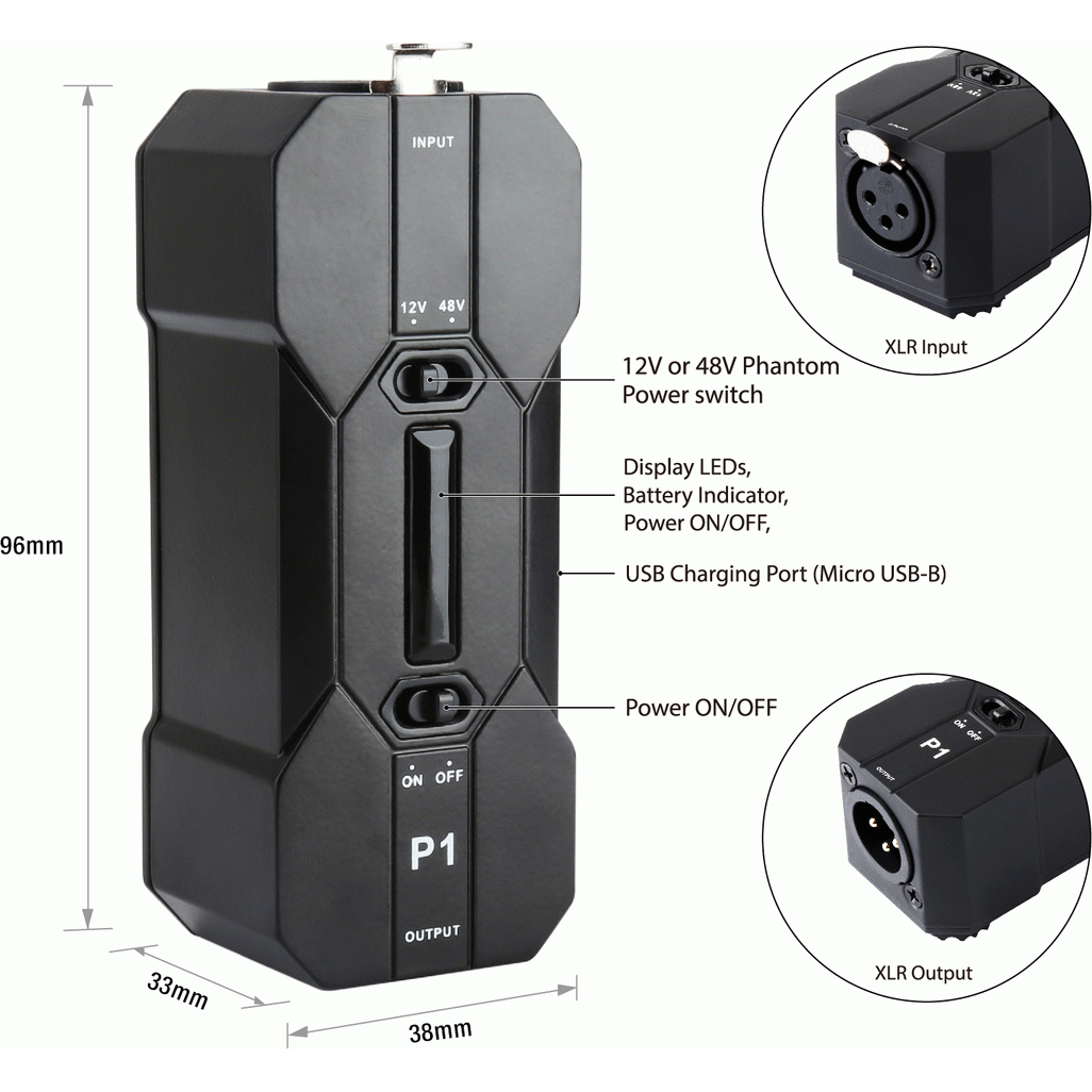 XVIVE P1 Portable Phantom Power Supply