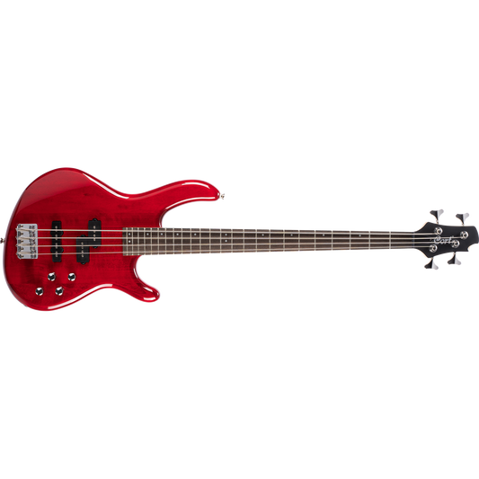 Cort Action Bass Plus Transparent Red 4 String Bass