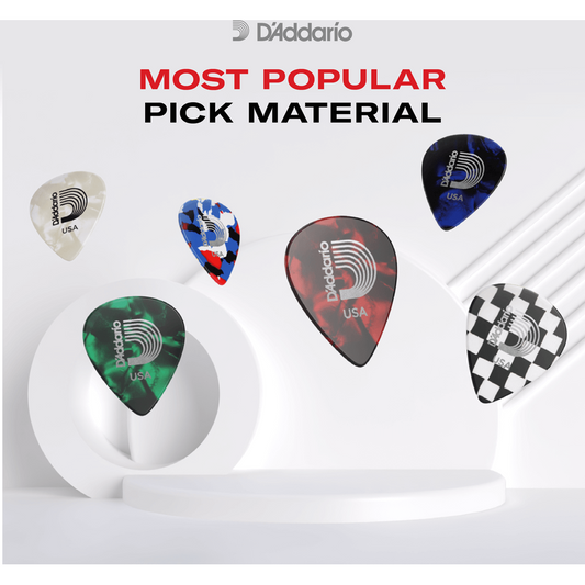 D'Addario Checkerboard Celluloid Guitar Pick – Light (25 Pack)