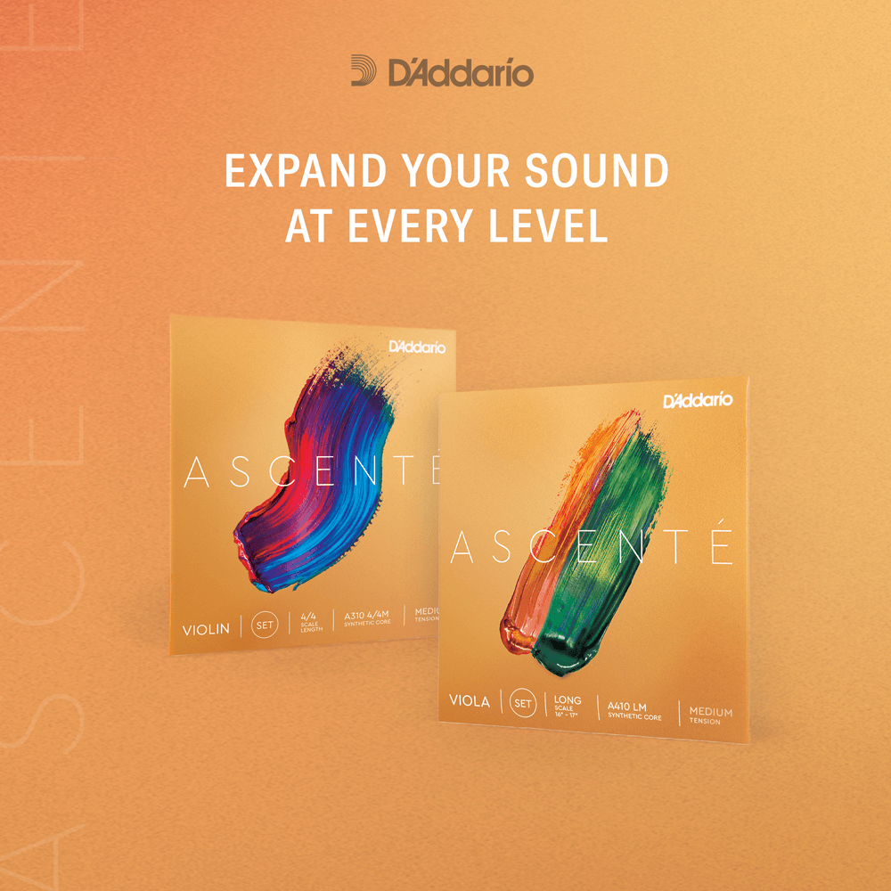 D'Addario Ascenté Violin String Set – 3/4 Scale – Medium Tension