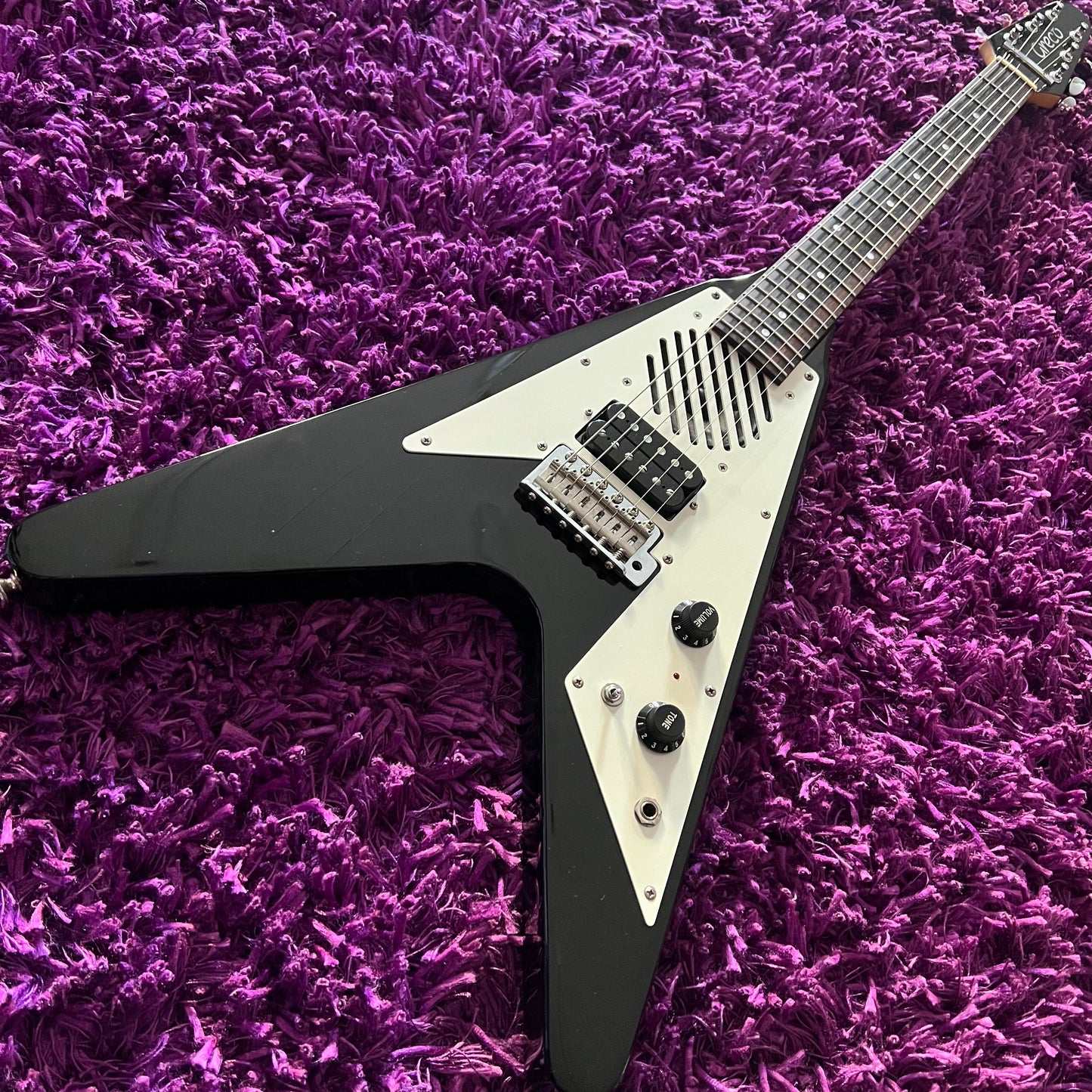 Early 90s Greco MINI-FV Flying V w/ Onboard Speaker & Gig Bag