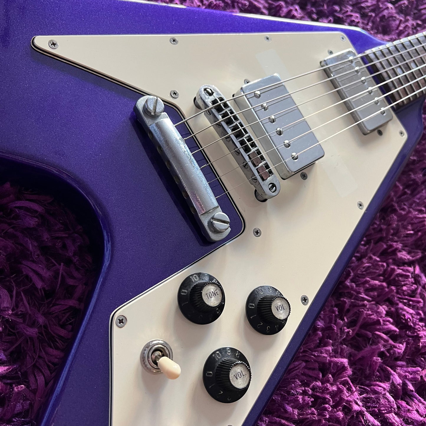 Late 1970s Greco Japan FV-600 Flying V (Refinished Purple Sparkle)