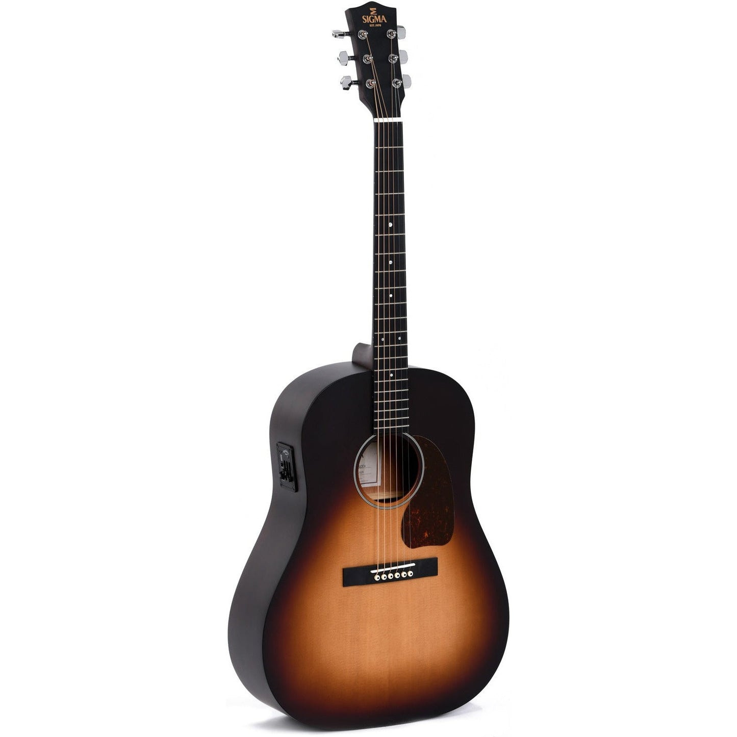 Sigma LM-SGE Dreadnought Acoustic Guitar Slope Shoulder Solid Sitka Spruce Top - Mahogany Back and Sides - Sunburst - Satin