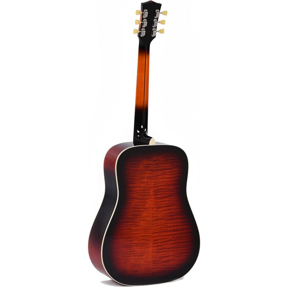 Sigma DA-SG7 Dreadnought Acoustic Guitar Solid Sitka Spruce Top - Flamed Maple Back and Sides - Dark Vintage Sunburst - Dove - Gloss