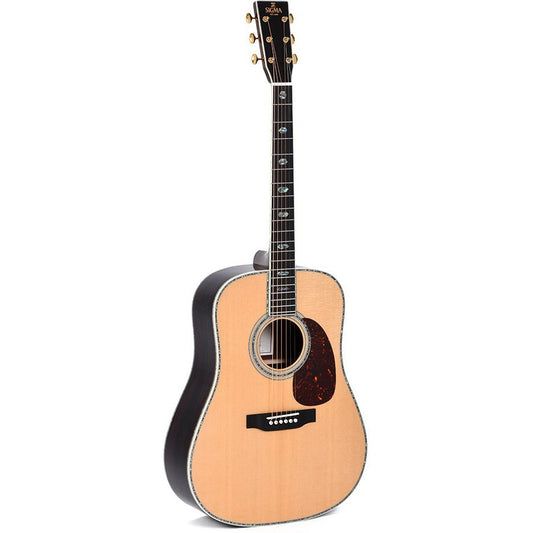 Sigma SDR-45 Dreadnought Acoustic Guitar All Solid Spruce Top and Rosewood Back and Sides - Style 45 Inlay - Gloss