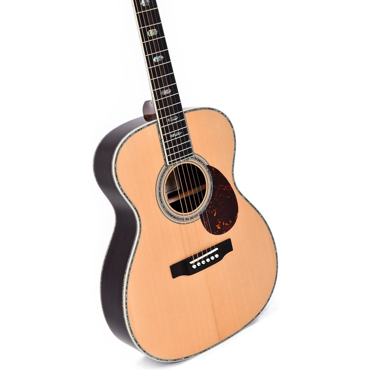 Sigma SOMR-45 OM Acoustic Guitar All Solid Spruce Top and Rosewood Back and Sides - Style 45 Inlay - Gloss