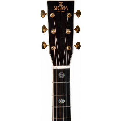 Sigma SOMR-45 OM Acoustic Guitar All Solid Spruce Top and Rosewood Back and Sides - Style 45 Inlay - Gloss